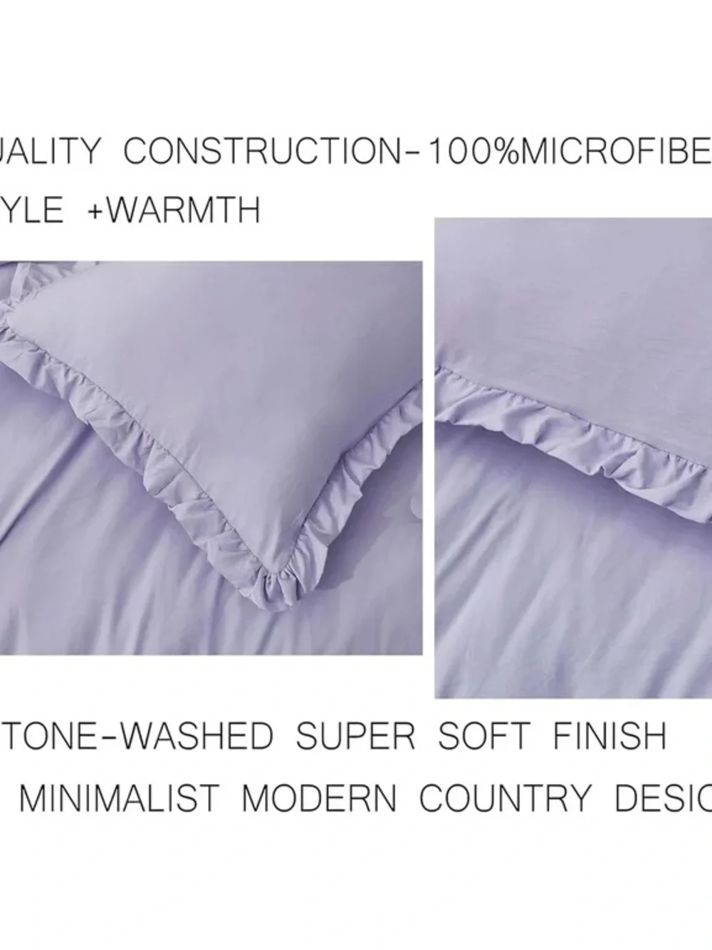 Lavender Ruffle Queen 3 piece Comforter Set
